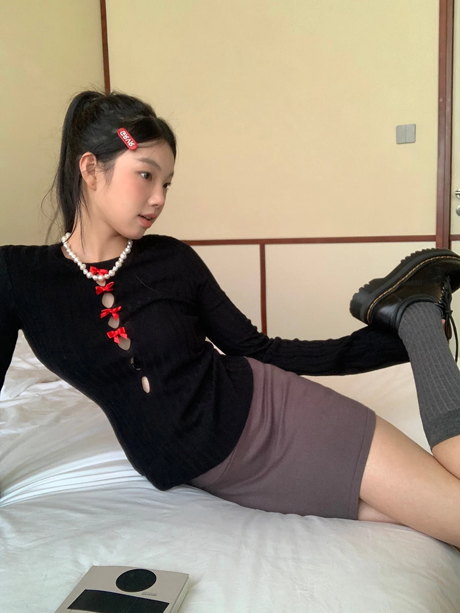 

Женский вязаный свитер Bla, осень 2023, новинка Lazy Sle, высококачественный сенсационный супер красивый вязаный свитер с внутренним матчом