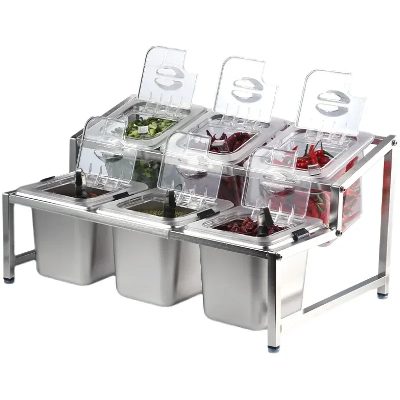 Stainless steel seasoning box combination set Commercial self-service sauce table Kitchen seasoning