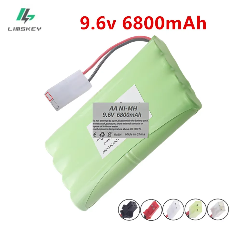 NIMH Battery 9.6v 6800mAh For Rc toys Cars Tanks Truck Robots Boats Guns AA Ni-MH 9.6v Battery Pack SM/JST/EL-2P/Tamiya Plug