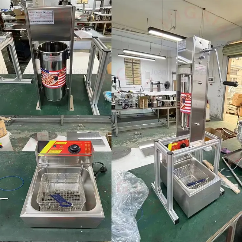 Stainless Steel Spanish Churros Machine Food Machinery Churros Machine With Fryer