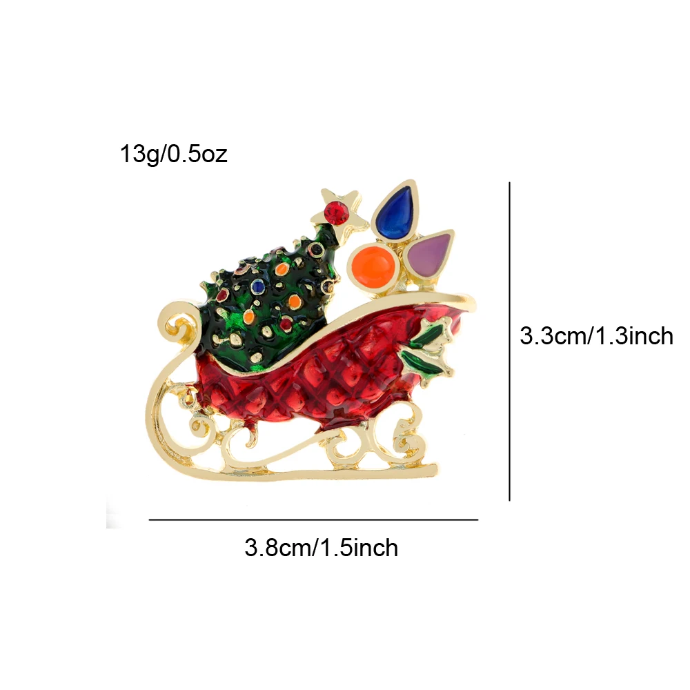 CINDY XIANG Enamel Christmas Sled Brooch Red Green Color Fashion Festival Pin Home Ornament Jewelry High Quality