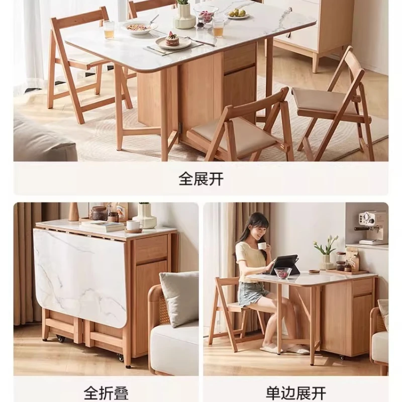 

Portable slate folding dining table for small household use