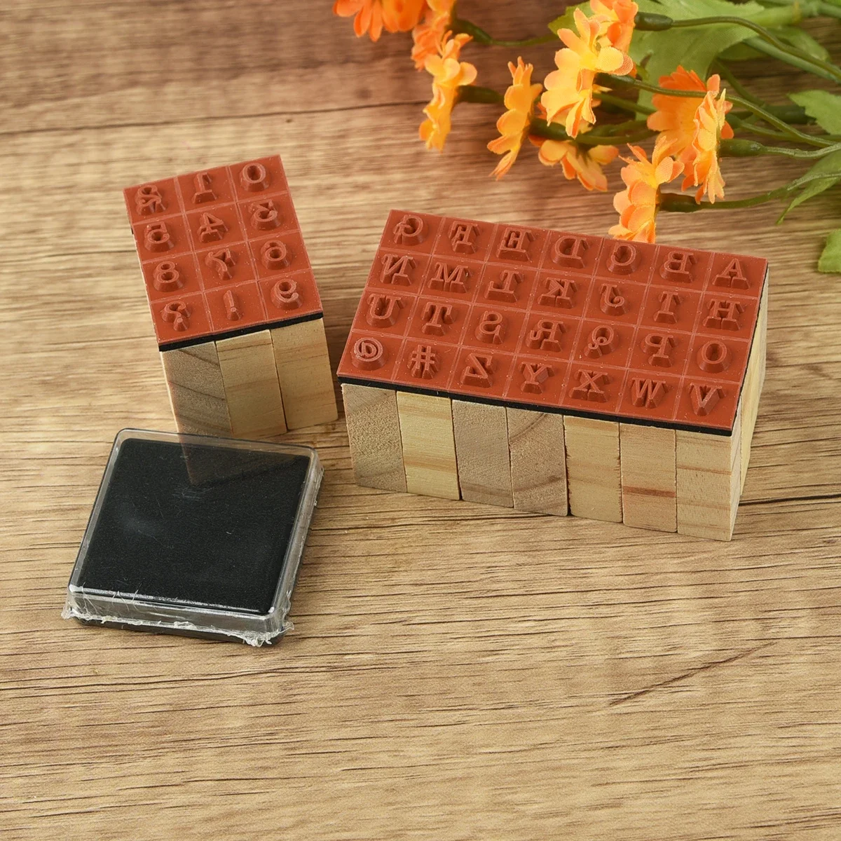 40Pcs Stempel Alfabet Vintage Kayu Karet Set Stempel Standar untuk Kerajinan Pembuatan Kartu Perencana Scrapbooking Jurnal