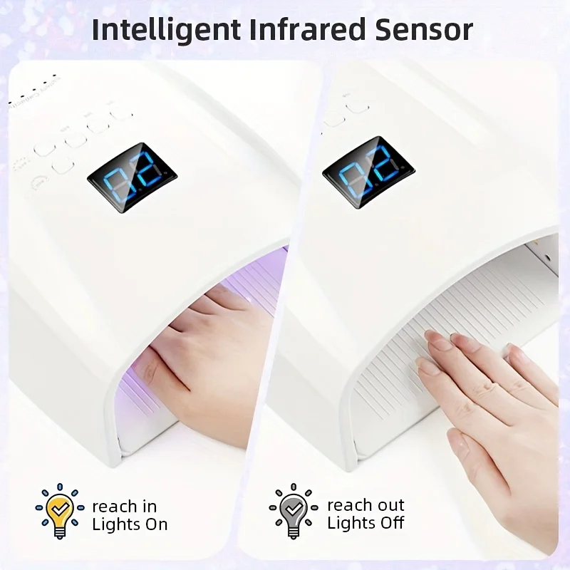충전식 UV LED 네일 램프 66W 매니큐어용 LCD 화면 타이머 4단계 설정 네일 아트 매니큐어 도구 가정 및 살롱용