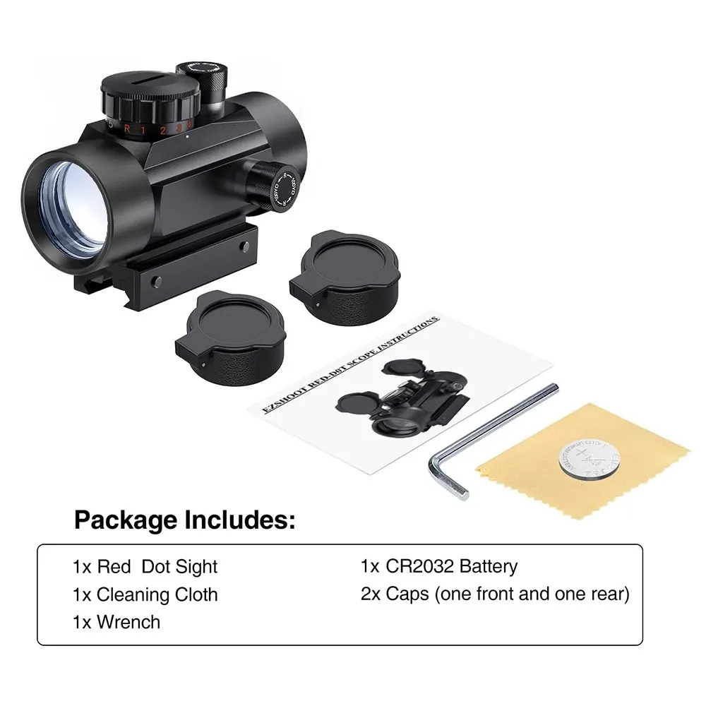 Red Dot Sight Tactical 1x30mm Red Dot Scope Optical Sight 11/20mm Picatinny Rail Mount for Hunting Shooting Airsoft Equipments