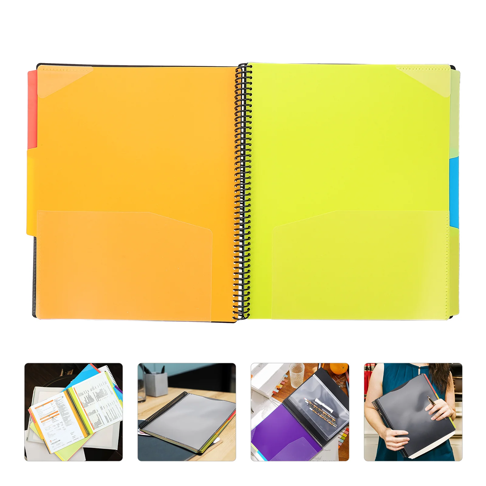 12 Page Coil Notebook Folder Office Spiral ganizer PP Documents Storage Pocket Multi Function School Home Use Proper
