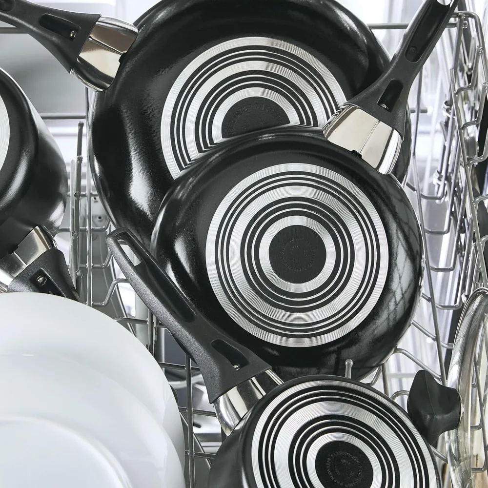 

Большая кастрюля с антипригарным покрытием на 6 литров с вспомогательной ручкой — можно мыть в посудомоечной машине и в духовке, легко чистится для семейной приготовления пищи