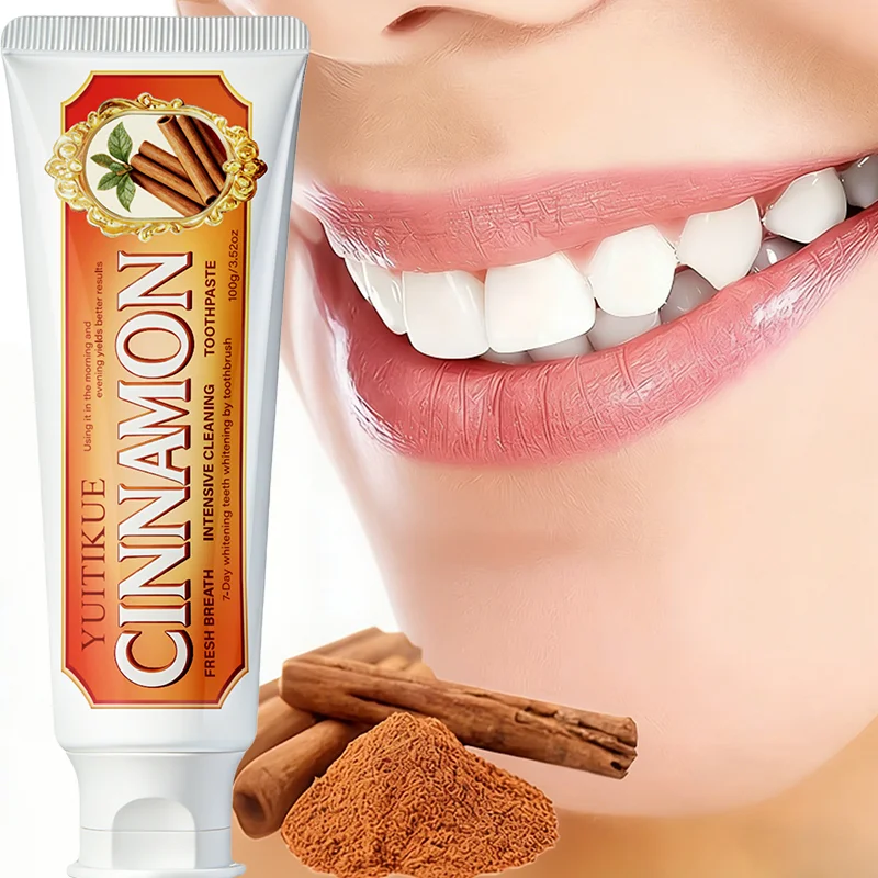 YUITIKUE 100g Cinnamon Flavor Toothpaste Deep Clean Surface Stains Teeth Brightening Fresh Breath Daily Oral Care Toothpaste