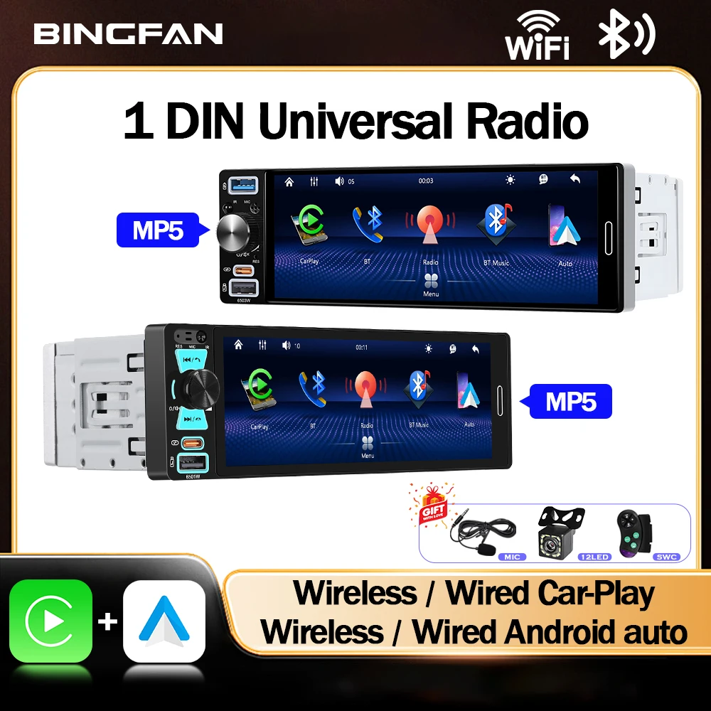 

6.86 Inch 1 Din Wireless Android Auto Universal Radio for Apple Carplay GPS 4G MP5 Car Stereo Multimedia Navi with FM/AM