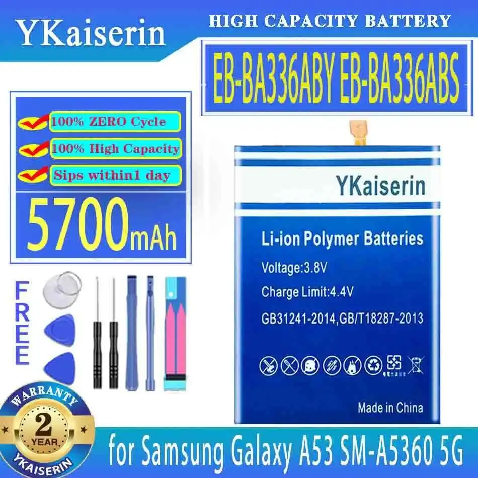 

EB-BA336ABY EB-BA336ABS 5700 мАч аккумулятор для мобильного телефона высокой емкости безопасный для Samsung Galaxy A53 SM-A5360 A5360 A33 5G