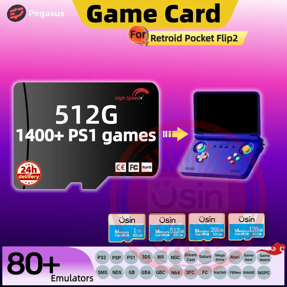 Game Card For Retroid Pocket Flip2 RP Memory TF Retro Games PS2 PSP Android Handheld Gaming Console Gaming SD Cards PegasusG