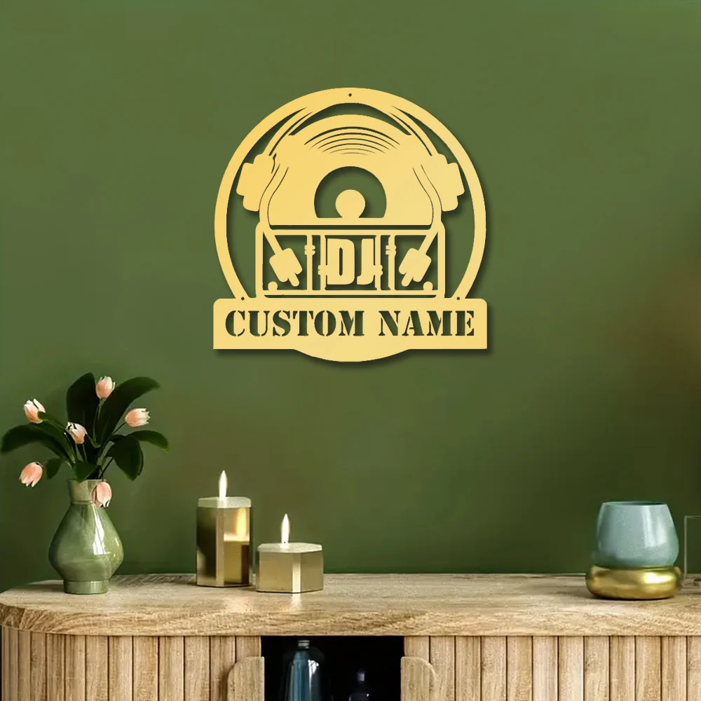 1pc DJ music creative Custom Name Metal Wall Signs Iron Wall Plaque For Wall Decor