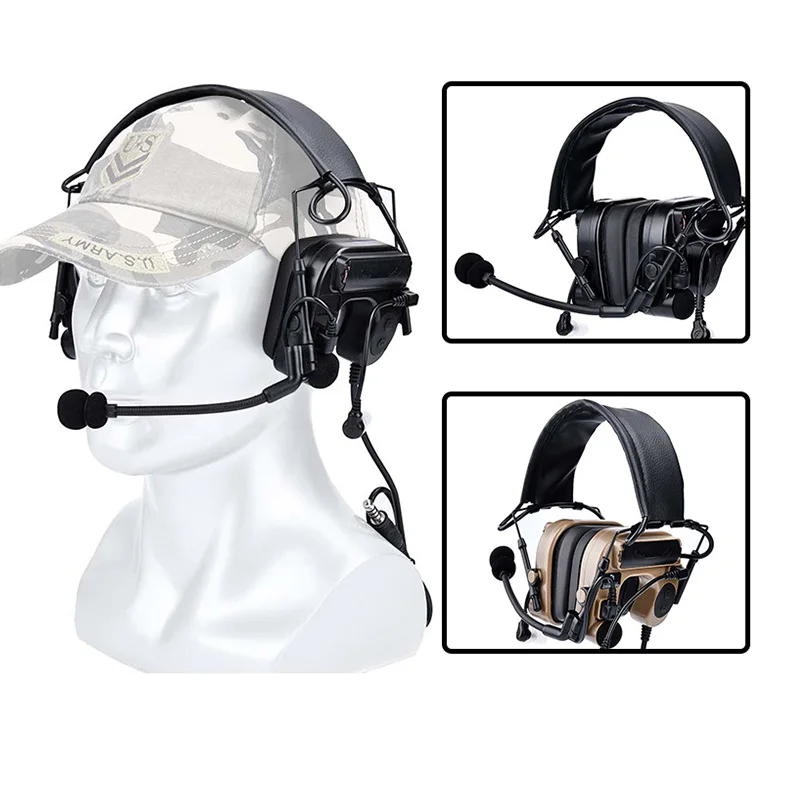 سماعة رأس تكتيكية WADSN Com IV C4U لحماية السمع كين سماعات الرأس العسكرية وإلغاء الضوضاء