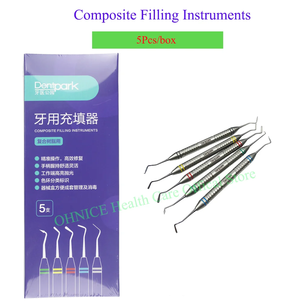 5pcs Dental Composite Filling Restoration Instruments Kit Dental Non-Stick Instrument Resin Aesthetic Repair Kit Dentist Tools