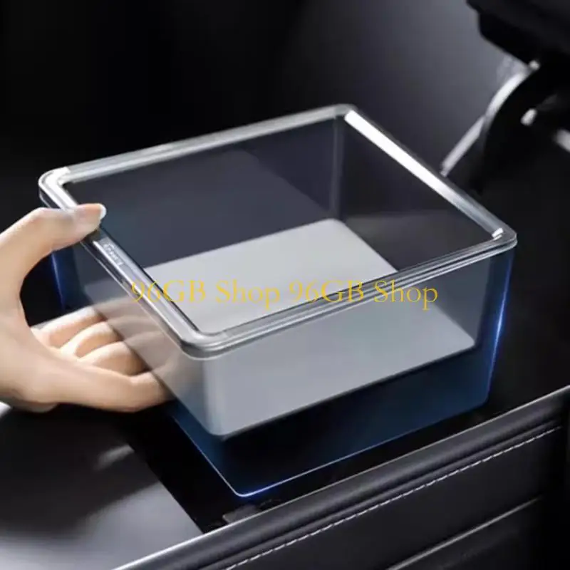 96GB Quick Install Center Console Translucent Storage Box Tray with Silicone Pad