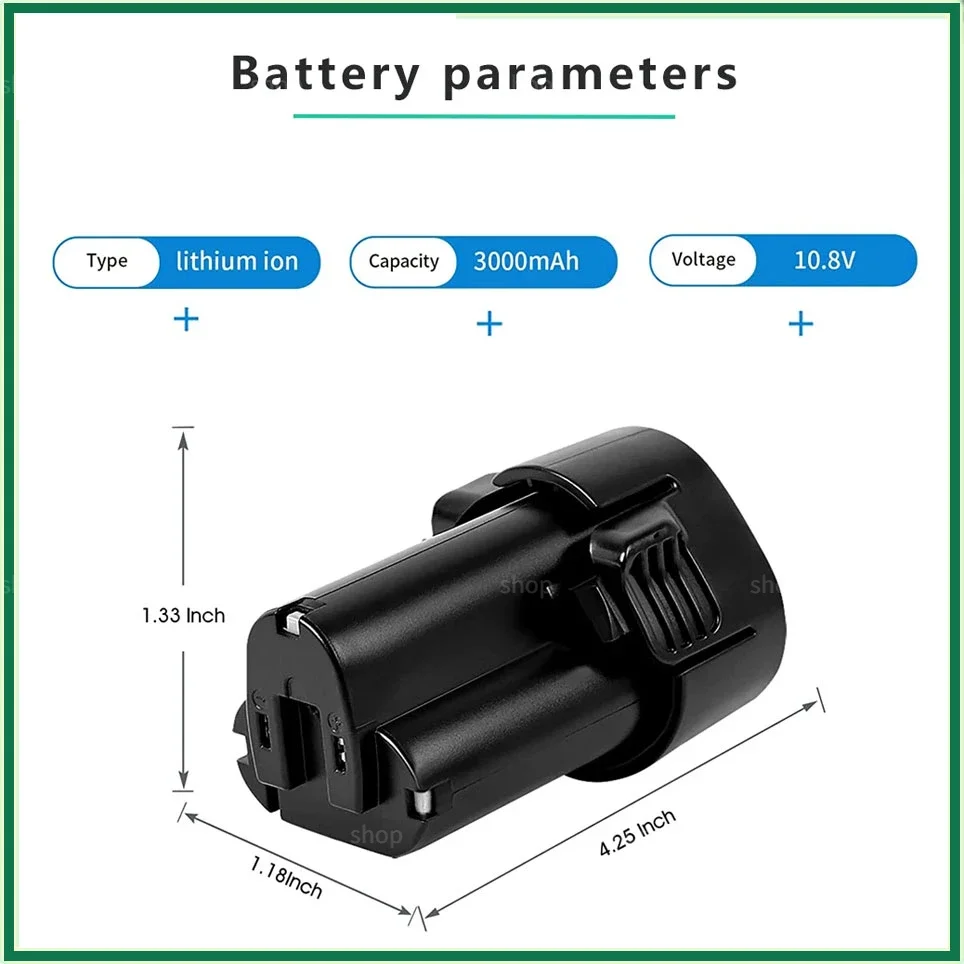 3.0Ah BL1013 10.8V Li- ion rechargeable battery replacement  Makita Power Tools BL1014 TD090D DF030D DF330D MUS052D