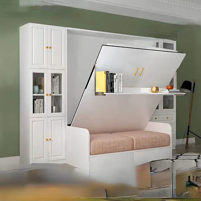 Multifunctional sofa hidden bed with bookcase small turnover bed closet bed folding closet bed