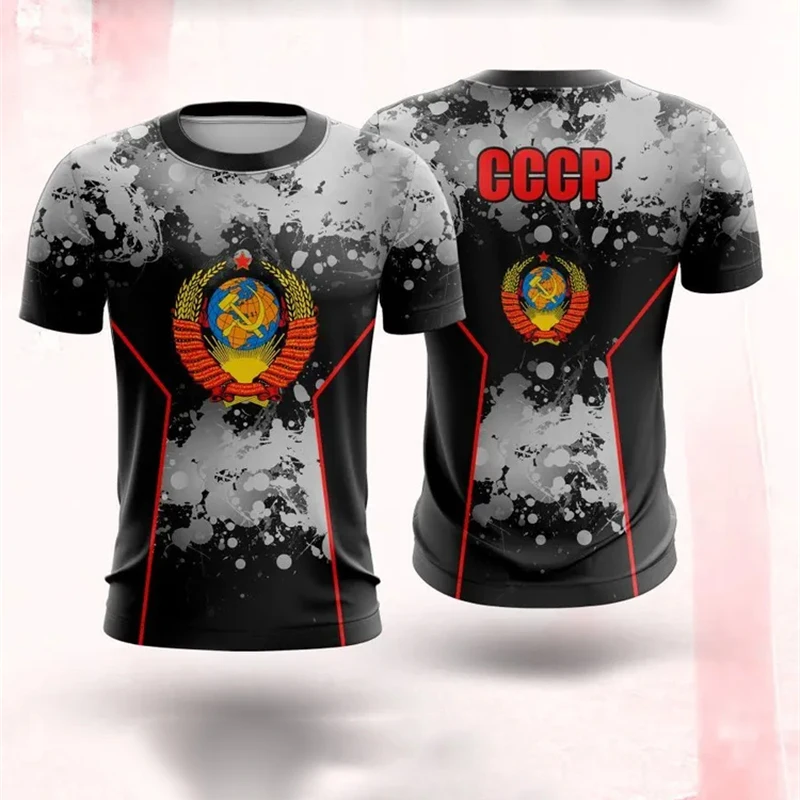 Russian Coat Of Arms T-shirt For Men\'s Clothes Camouflage Outdoor Sport Wear T Shirts Pride Short Sleeve Tee Top Summer 2025