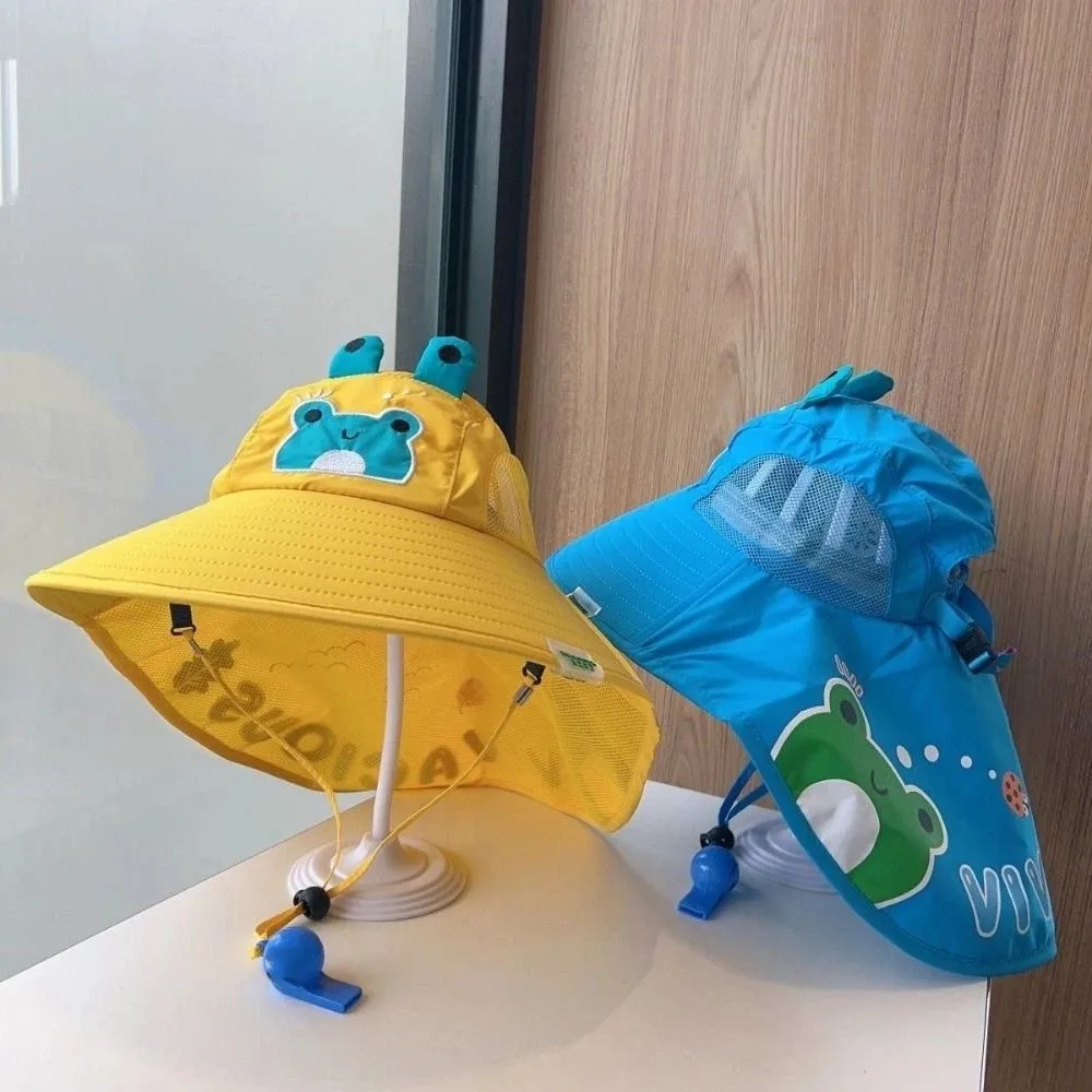 Breathable Mesh Shawl Sun Hat UV Protection Adjustable Children Fisherman Hat Sunscreen Soft Folding Girls Sun Hat
