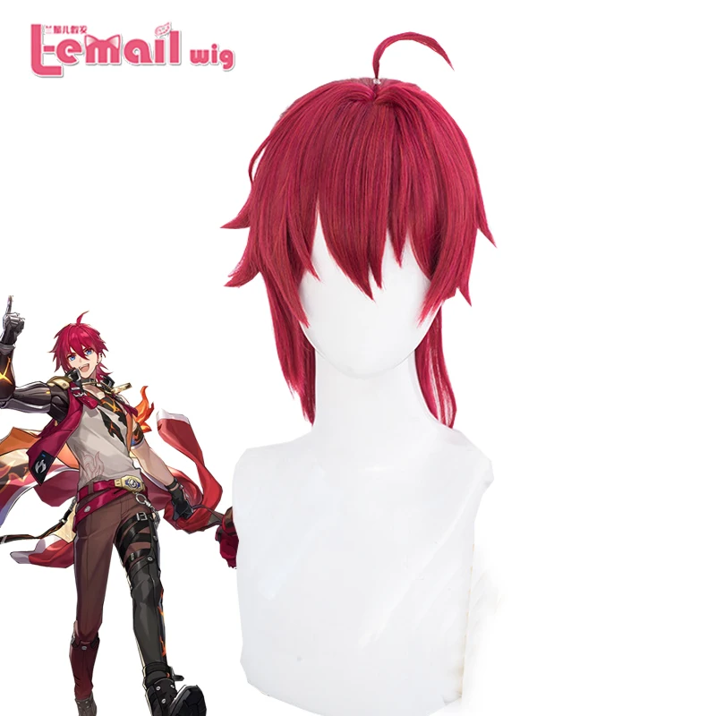 L-email wig Synthetic Hair Game Honkai Star Rail Luka Cosplay Wig 35cm Long Red Short Women Wigs Heat Resistant Wig