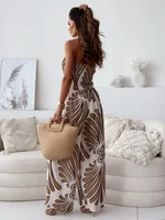 Strapless Smocked Tube Top Jumpsuit Women Wide Leg Printed Palazzo Pants Boho Vacation Beach Long Romper Summer Outfit - Image 5