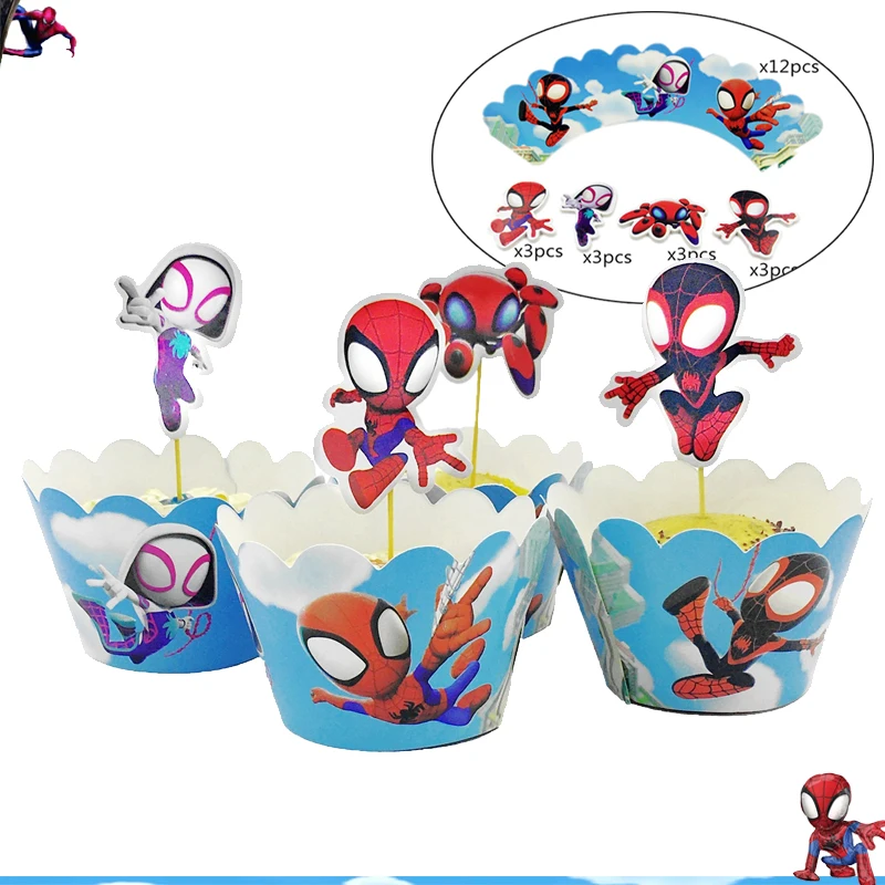 Máscara de Spidey para decoración de cumpleaños, pegatinas de favores de fiesta, vajilla Spidey y sus amigos, suministros para Baby Shower, regalos,