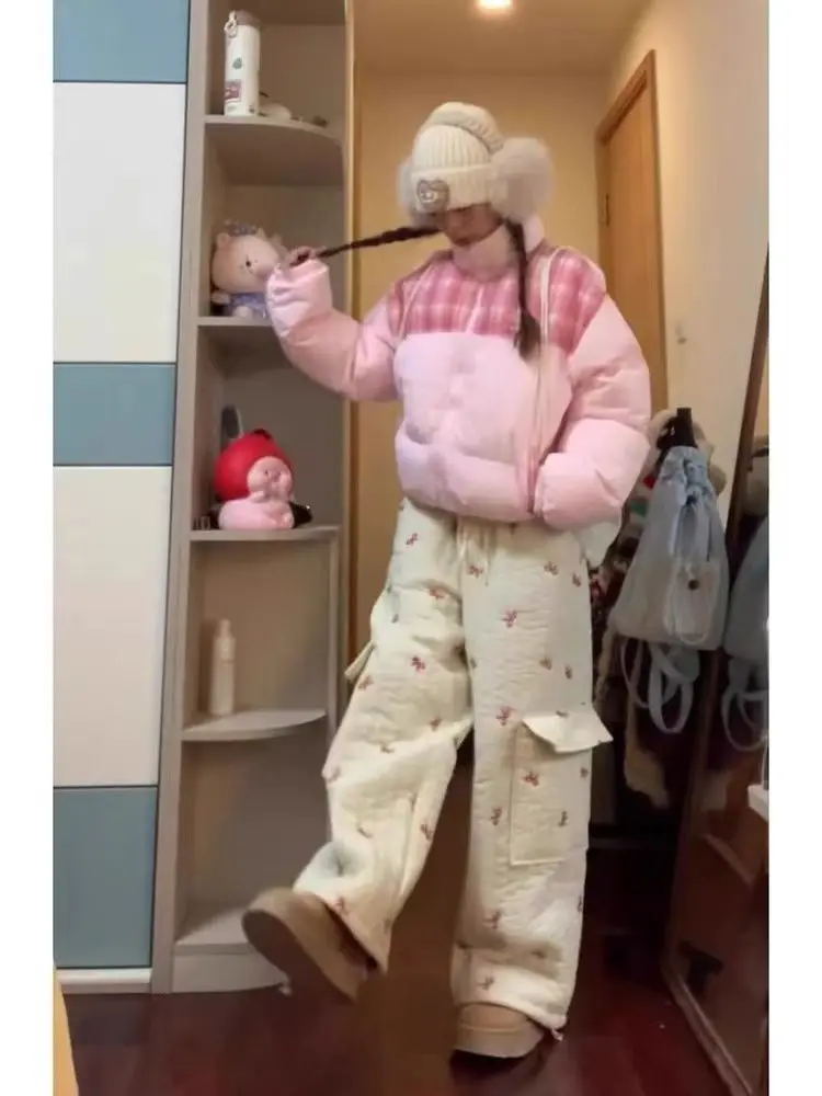 

Puffer Parkas Womens New In Outerwears Stand Collar Quilted Cotton Padded Waterproof Slim Fit Vintage Y2K Blended Simple Thick