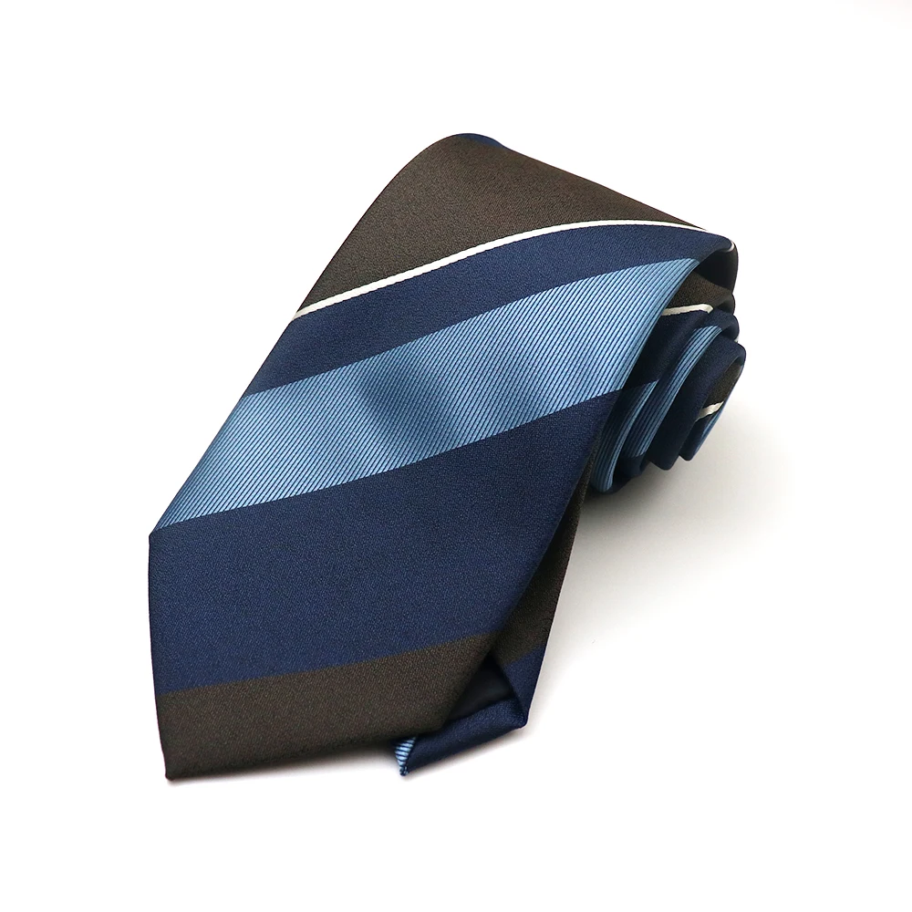 3 Colors Striped Neckties For Men Polyester Navy Brown Bowties Casual Trendy Handkerchief Wedding Party Suit Accessories Cravat