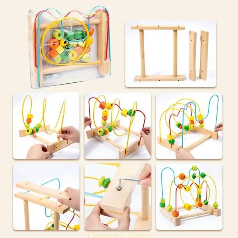 E7CE Perles jouets éducatifs sur les rails Toy préscolaire pour couleur des tout-petits reconnaît