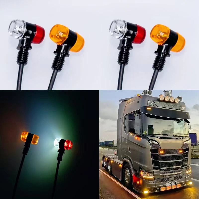 LED Side Warning Light Bi-color Position Light for 1/14 Tamiya RC Truck Tipper SCANIA 770S 56371 VOLVO ACTROS BENZ MAN DIY Parts