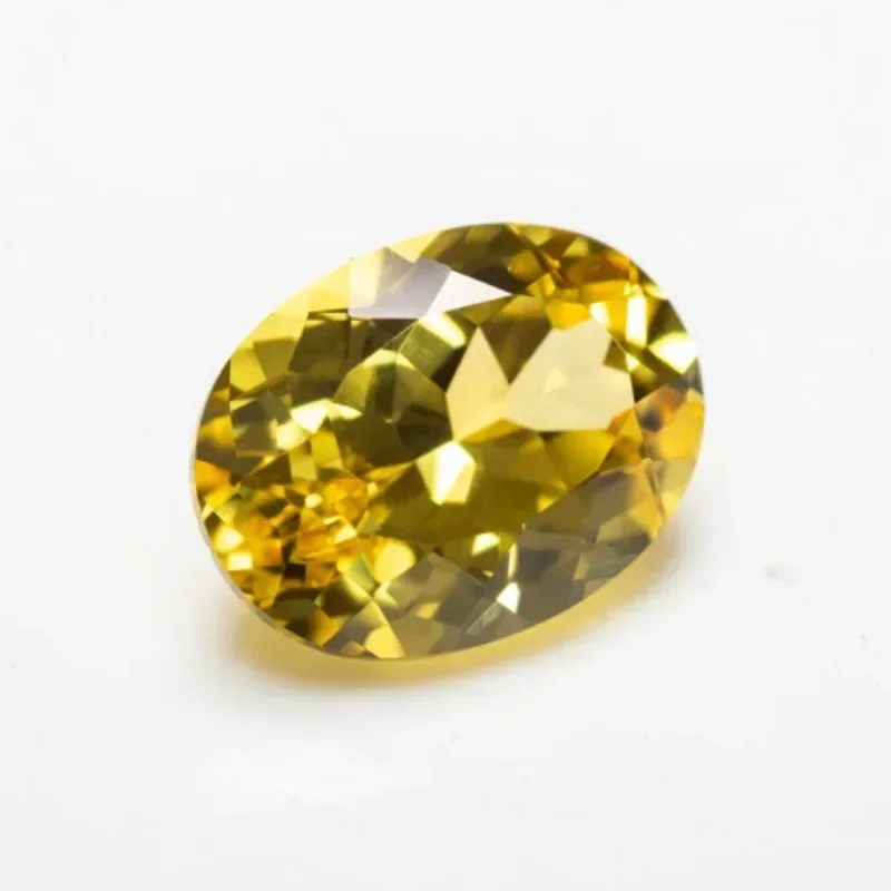 Lab Grown Sapphire Oval Shape Canary Yellow Color Quality Pendant Gemstones For Charms Jewel Making Selectable Certificate