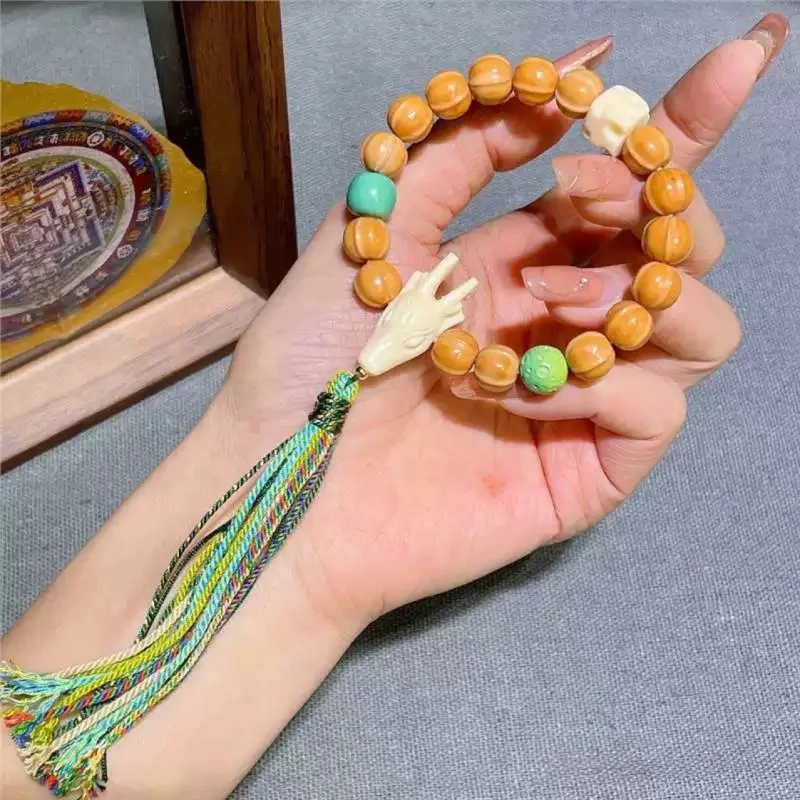 New model monkey-sharkbone single-loop bracelet with ivory fruit phosphorite decorative and Buddhist prayer beads - view 6