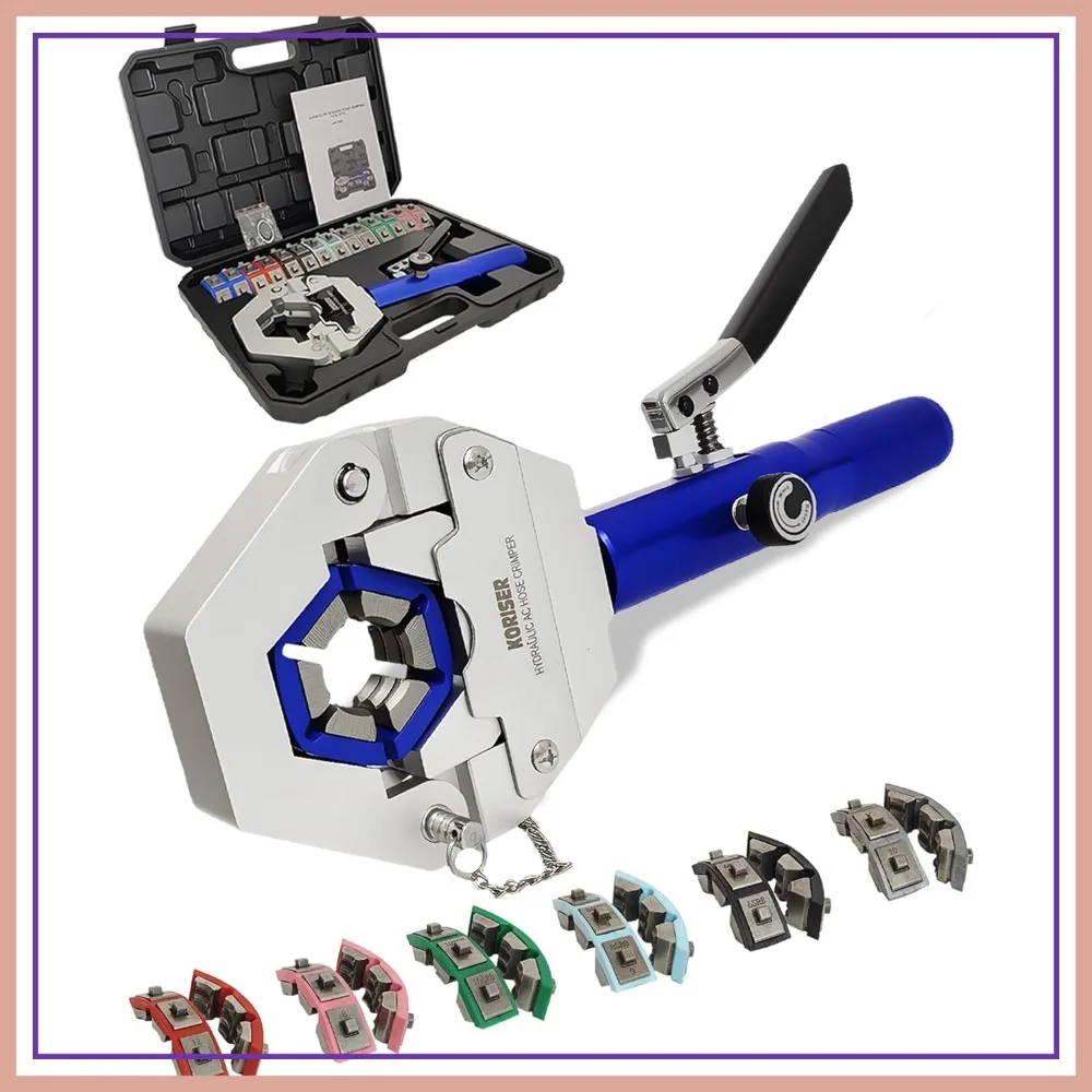 

Manual Hydraulic A/C Hose Crimper Kit for Air Conditioning Repair, Handheld Tool for Beadlock Fittings