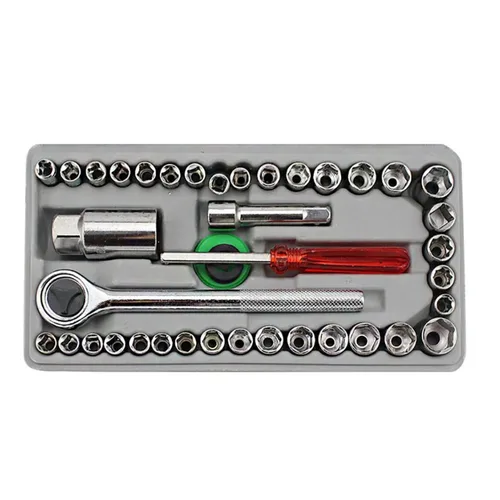 Imagen 2 del producto Nuevo 40 unids/set caja de herramientas para vehículo, llave de tubo combinada, Kit de herramientas manuales de reparación, juego de herramientas de reparación