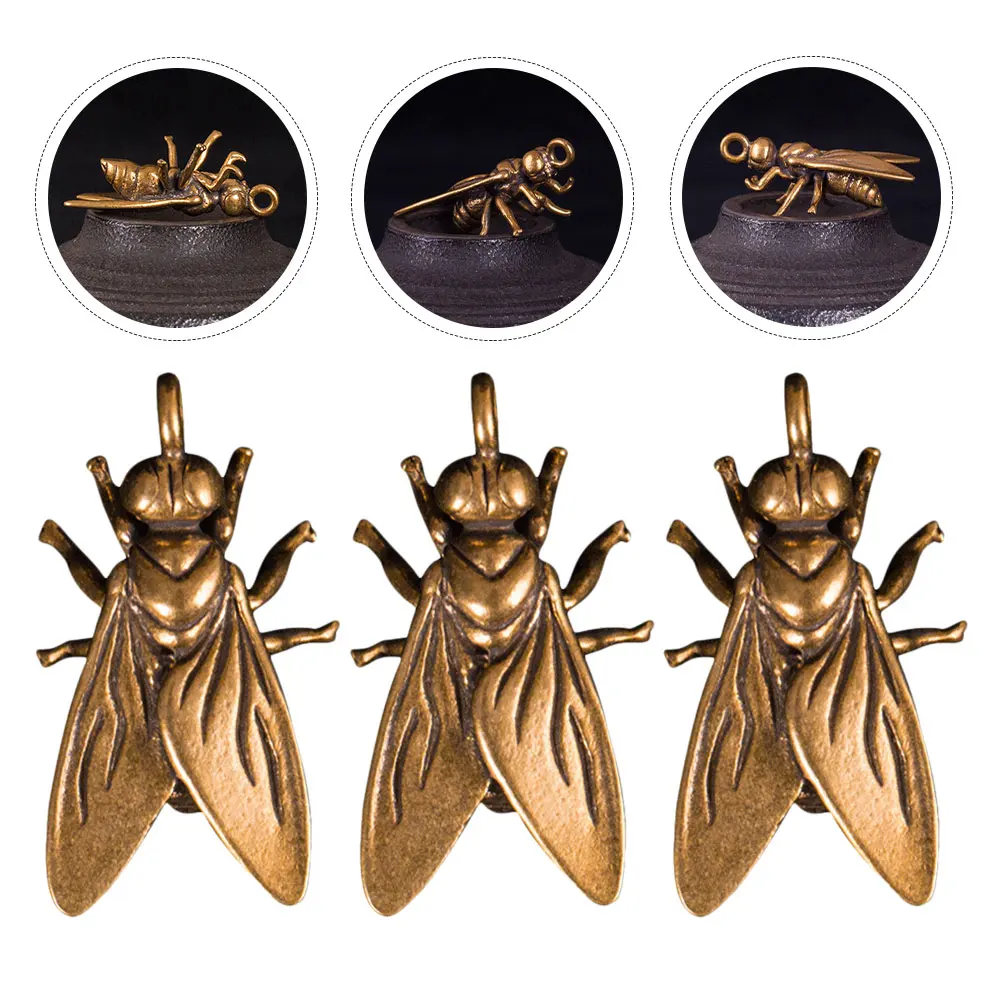 

3pcs Diy Brass Keychain Pendant Small Bee Keyring Delicate Exquisite Chic Unique Creative Vintage Fun Vivid Bag Decor Crafts