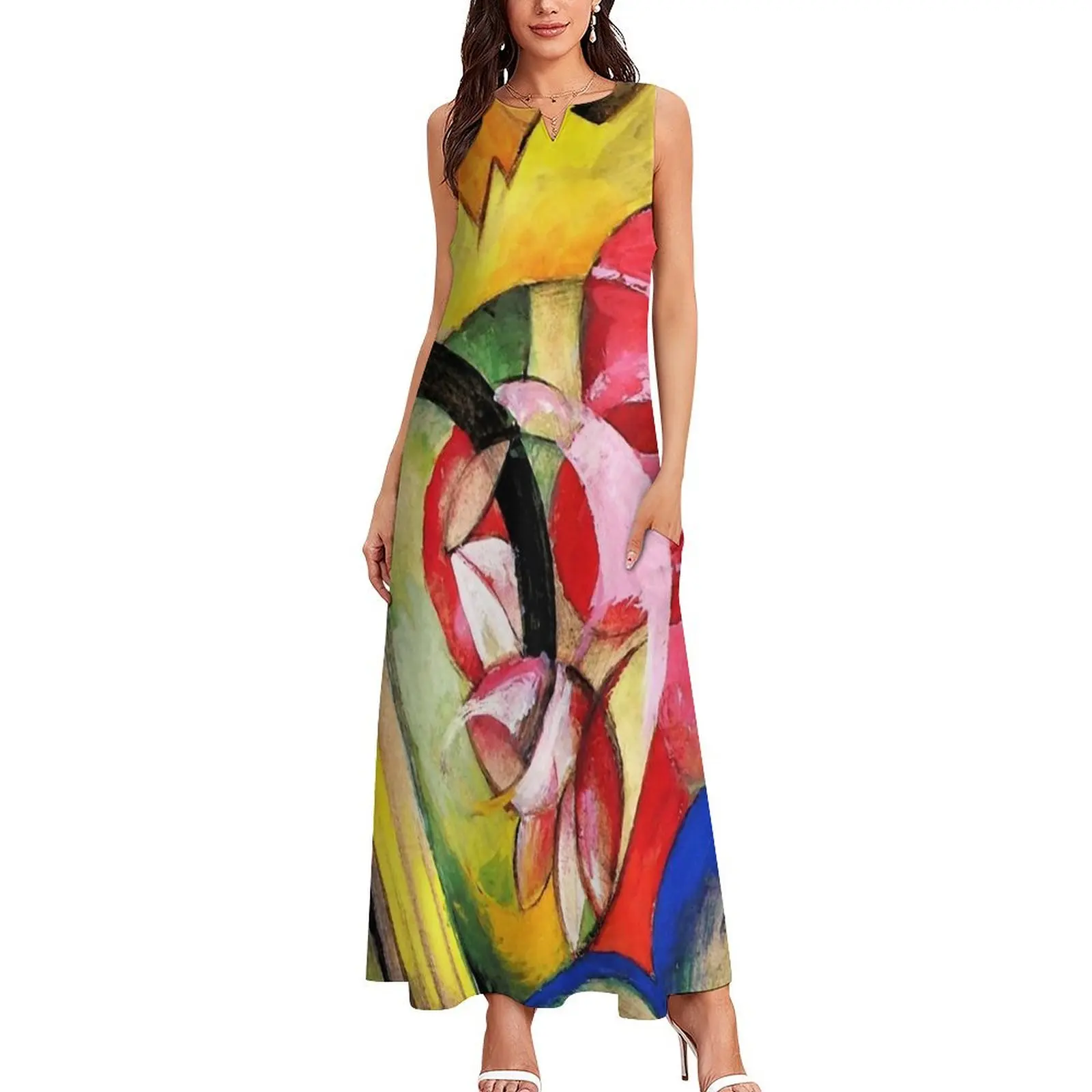 Franz Marc Abstract Flowers Long Dress cocktail dresses Women's summer dress Women's evening dress summer 2025 women