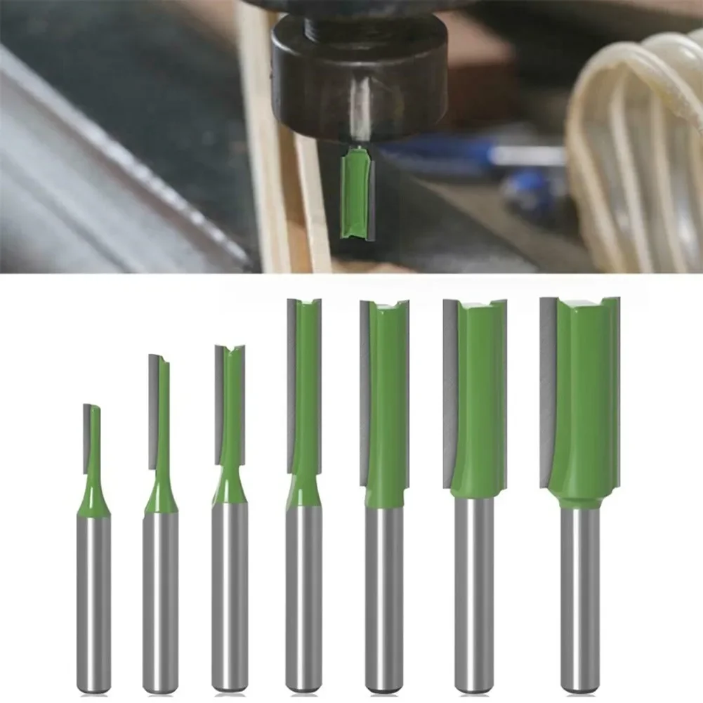 1pc Double Flute Straight Bit Woodworking Tools Router Bit For Wood Tungsten Carbide Endmill Milling Cutter 1/4 Inch Shank