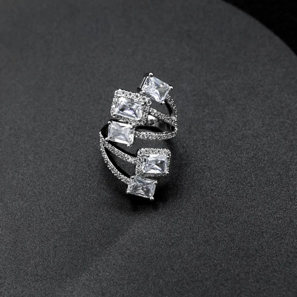 HIBRIDE Amazing 2025 New Generous Dimensional Ring Jewellery Set Women's Hundred Jewelry Bridal Wedding Party Dress Holiday R05