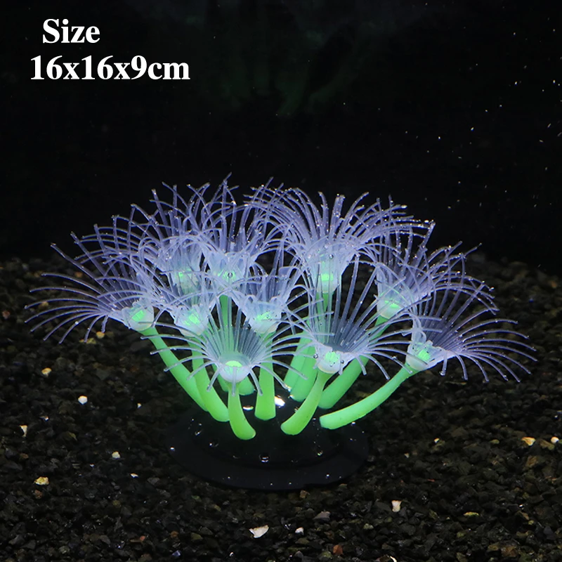 Simulation Silicone Sun Flower Coral Fluorescence Effect Fish Tank Landscape Aquarium Underwater World Decorations Ornaments