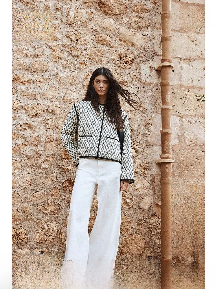 

Warmth Guaranteed H&M Women's Cotton Jaet 2025 New Sle Winter OOTD Stitched Long Sve Thermal Cotton Clothing