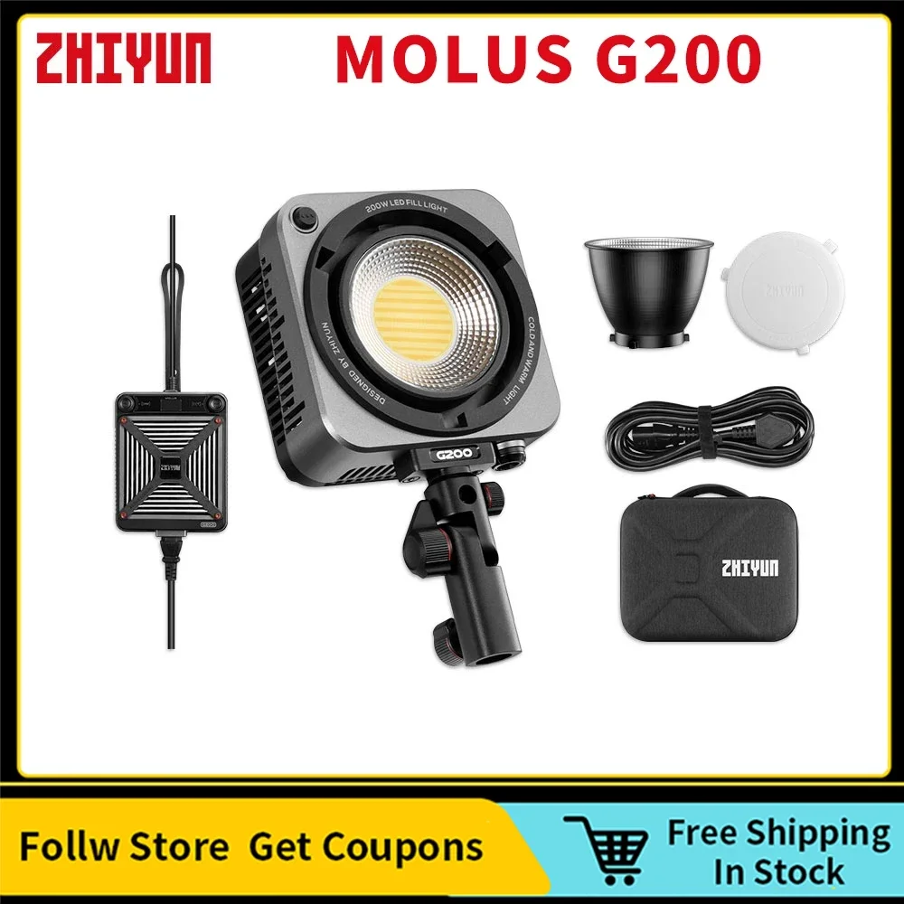 

ZHIYUN MOLUS G200 COB LED Light 200W Seamless CCT DMI Photography Lighting For Photos Studio Outdoor Shooting