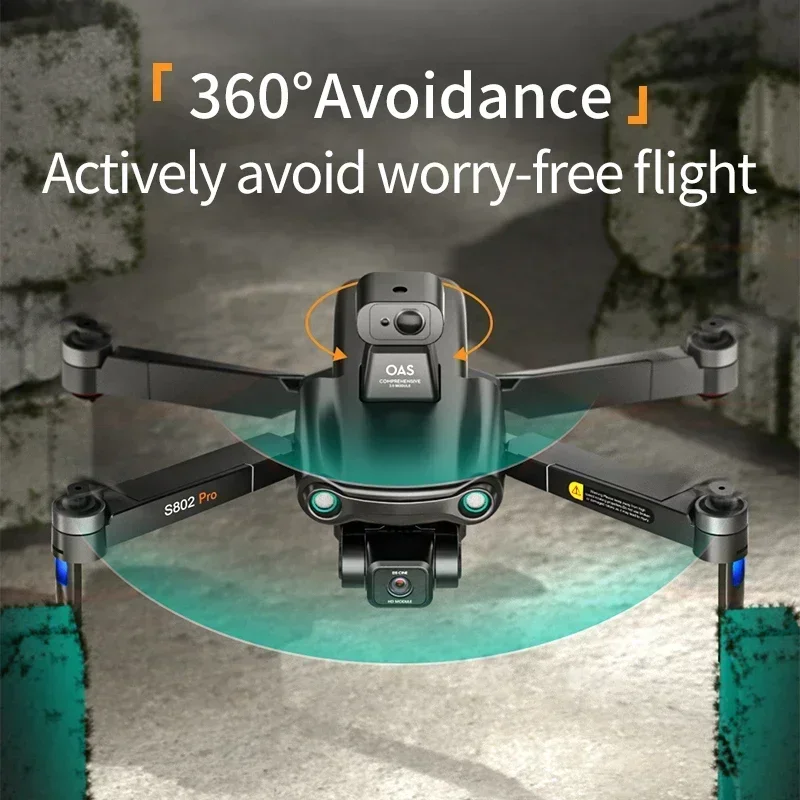 GEETHA S802 Drone profesjonalny 3-osiowy gimbal HD składane podwójne kamery EIS Anti-shake GPS optyczny pozycjonowanie przepływu WIFI dron FPV