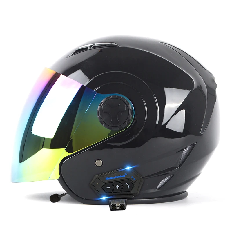 

Smart Wireless built-in Bluet00th headphone microphone Electric motorcycle helmets 3/4 half open face motorbike helmet