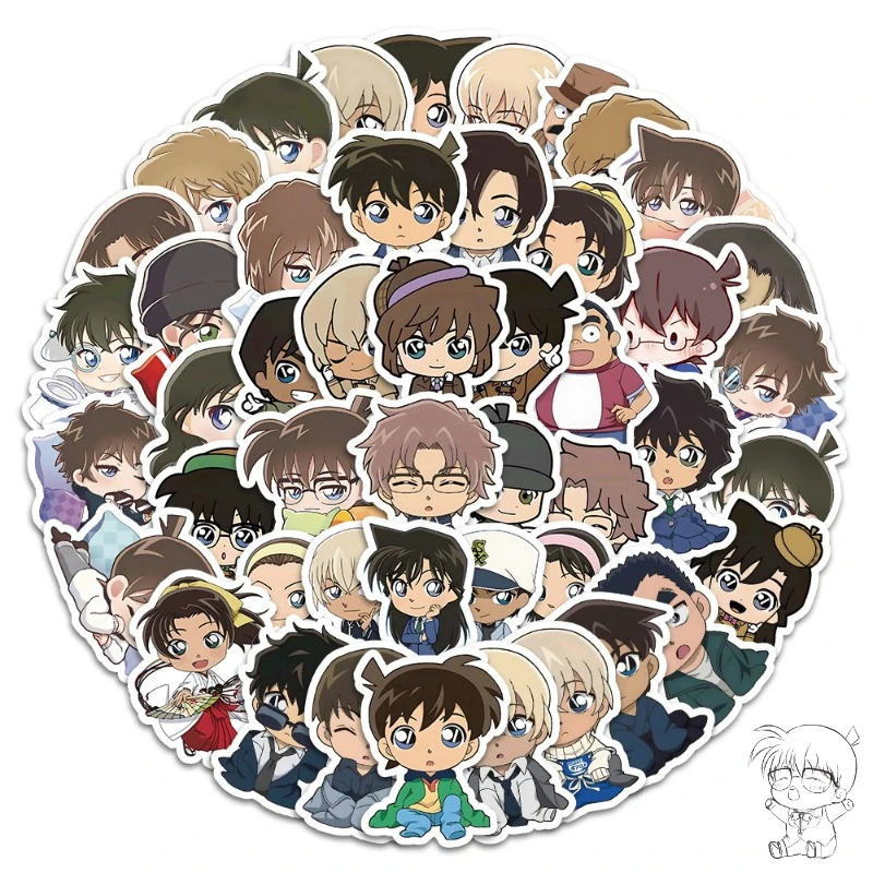 New Bandai Detective Conan Anime Peripheral Cartoon Self-adhesive Sticker Mobile Phone Luggage Waterproof Sticker 50/60/70pcs