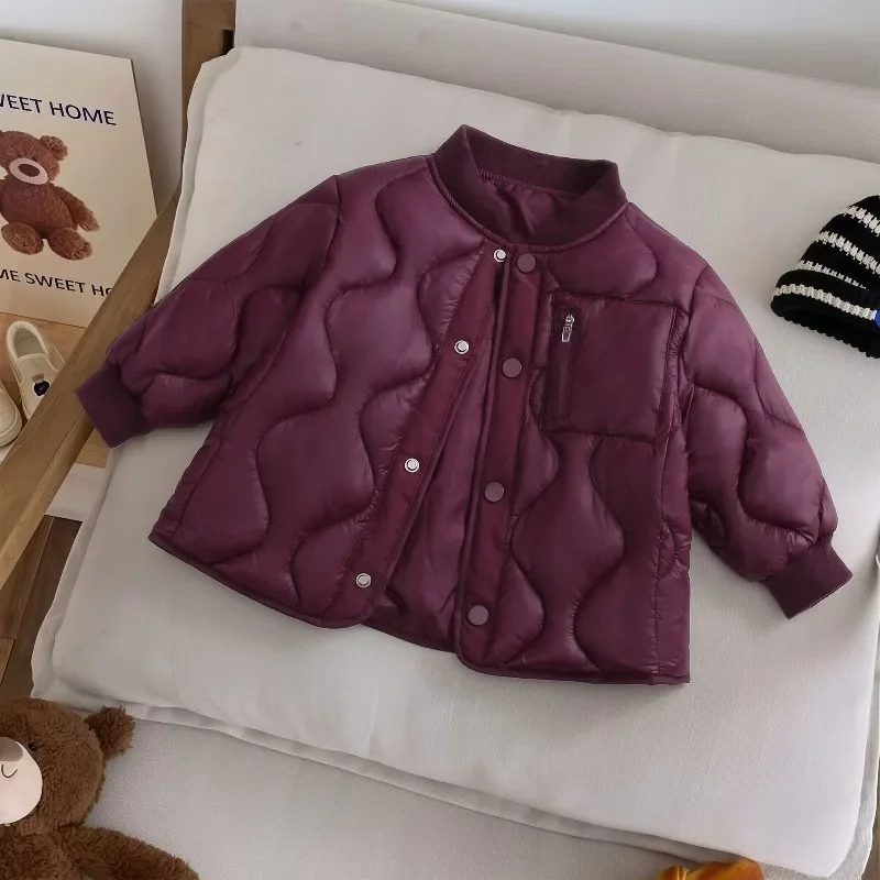 New Kids Down Jackets Casual Warm Cotton Jacket  Toddlers Boys Girls Short Down Jacket Lightweight Warm Base Layer for Children