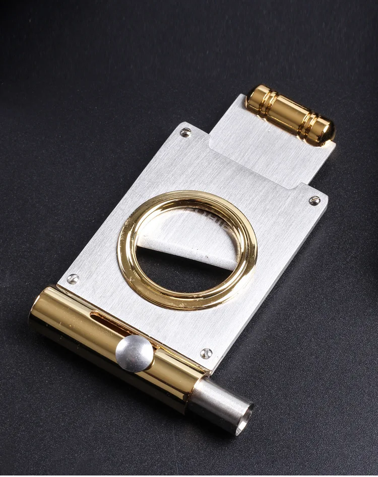 Stainless Steel Cigars Cutter Punch Pocket Metal Cigar Cutter Sharp Blade Cigar Guillotine Portable w Cigar Punch