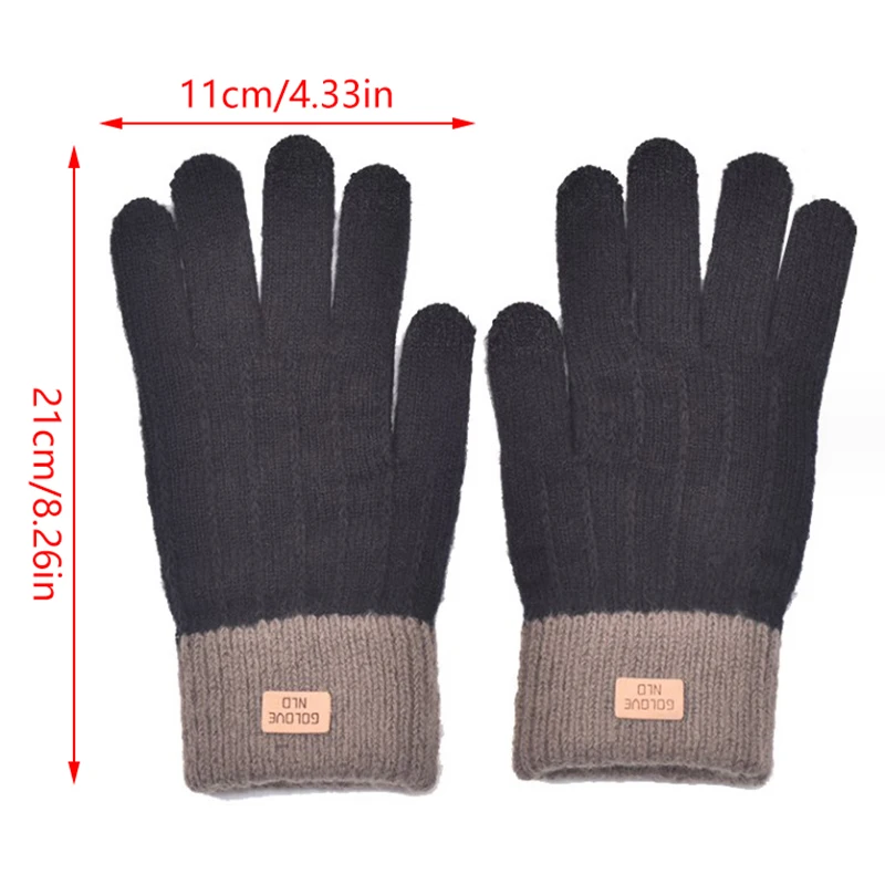 Women Men Warm Winter Touch Screen Gloves Stretch Knit Mittens Wool Full Finger Guantes Female Crochet Gloves