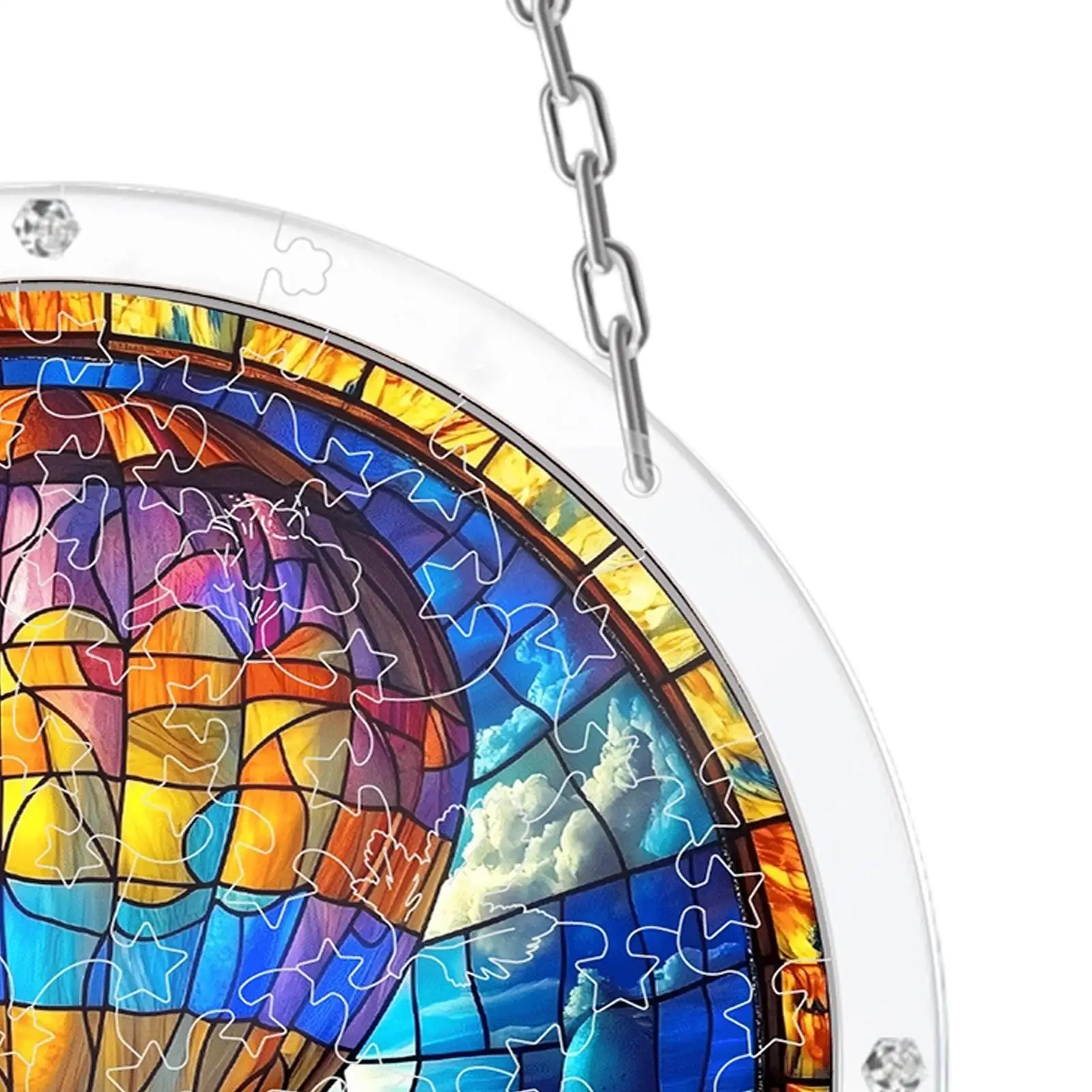 Acrylic Suncatcher 82 Pieces Acrylic Imitation Stained Glass Sign Hot Air Balloon Pattern Window Suncatcher Art Kit For Home
