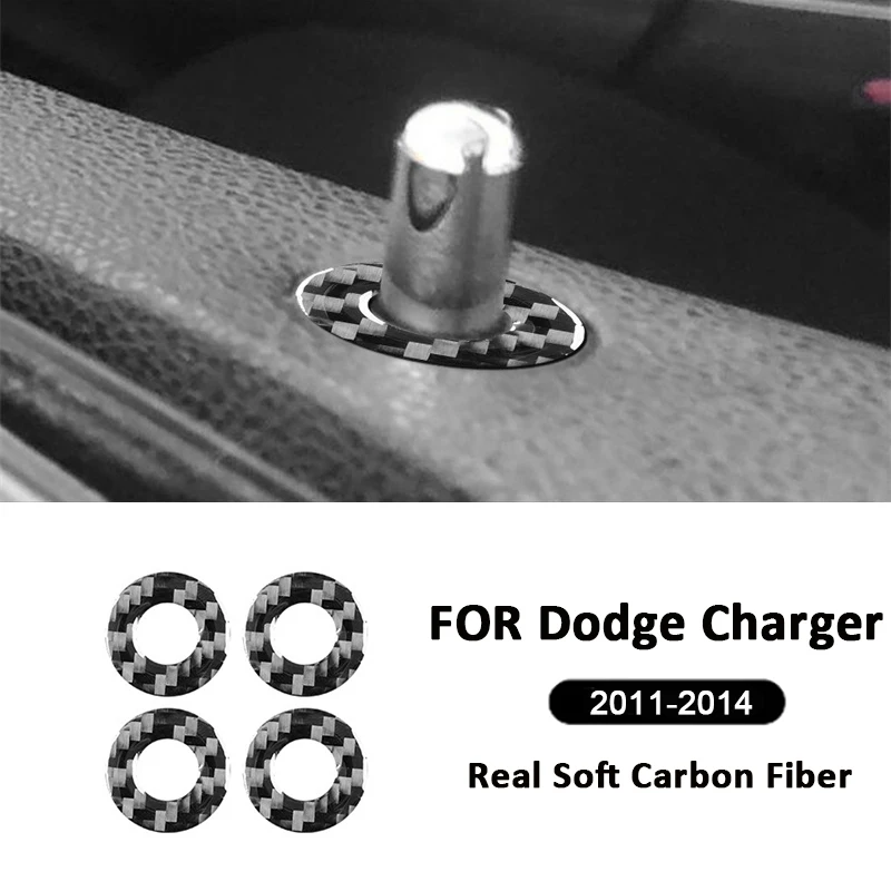 

Carbon Fiber Car Inner Door Latch Lifter Cover Lock Bolt Button Frame Decoration Sticker For Dodge Charger 2011-2014 Auto Parts