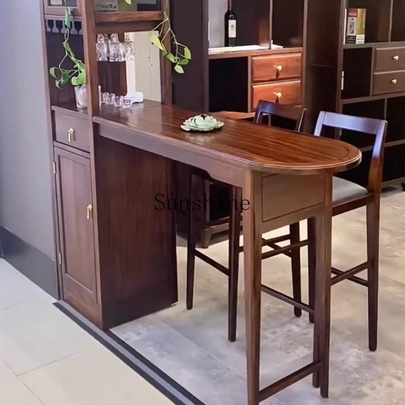 

New Chinese dining table integrated living room partition household small bar table family kitchen bar high foot
